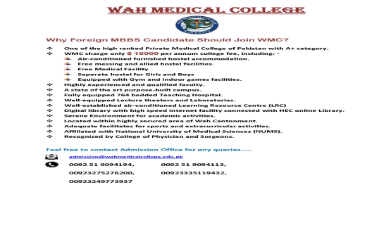 Why Foreign candidates join WMC for MBBS